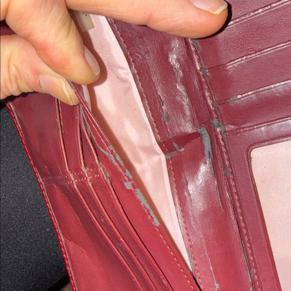 Coach Cherry Red Embossed Wallet with Gold Turnlock - Picture 8 of 11